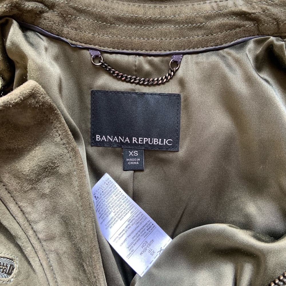 Banana Republic Olive Green Suede Moto Jacket - Picture 4 of 8